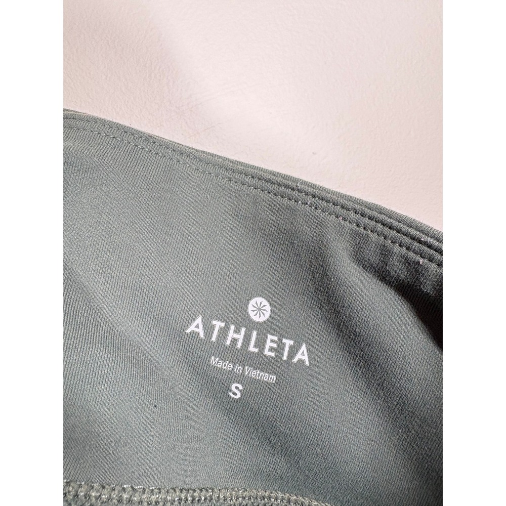 Athleta Womens Leggings Small Green Stretchy Mesh High Rise Yoga Gym Activewear - Picture 8 of 14